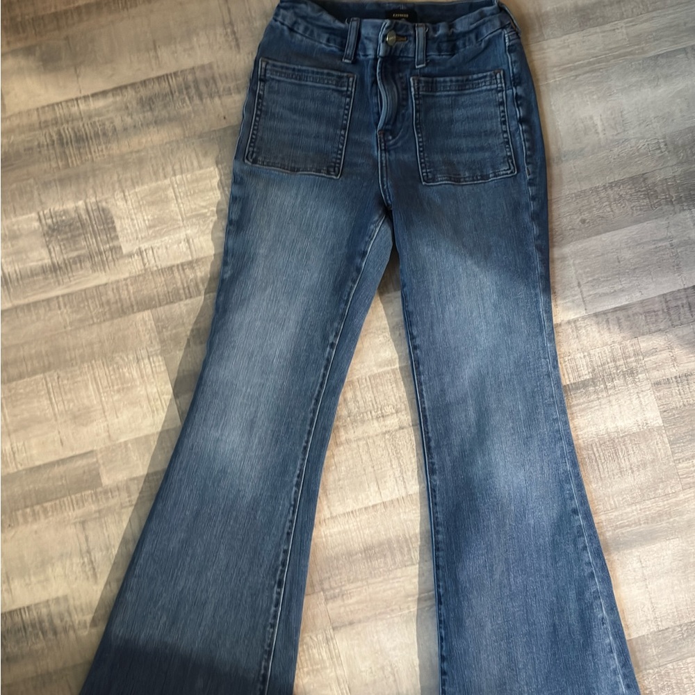 Express Dark Blue Flare Jeans